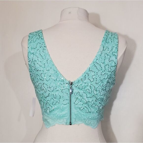 Jodi Kristopher crochet bodice top   mint green NWT - Picture 2 of 7